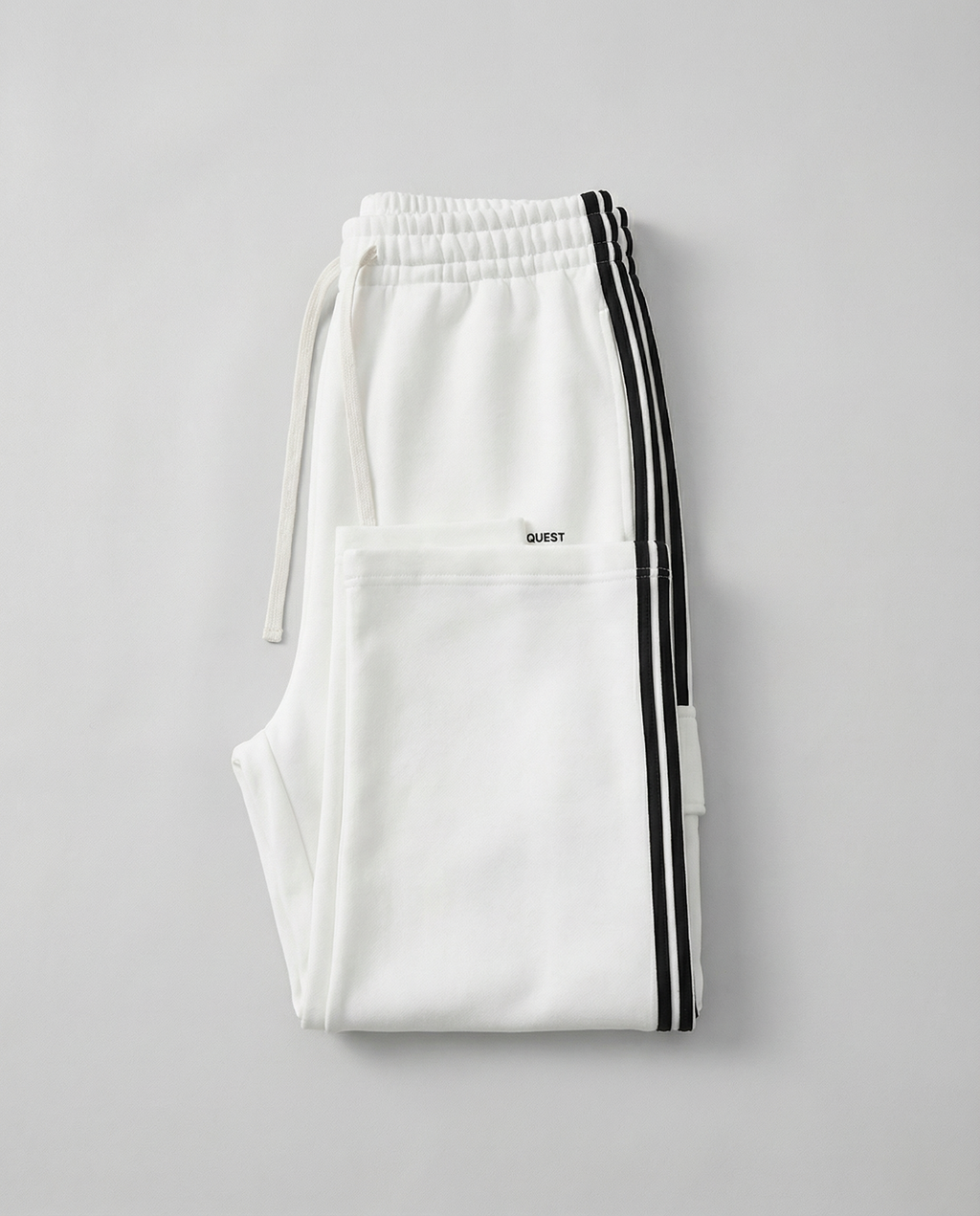Side Stripe Straight White and Black Leg Pants