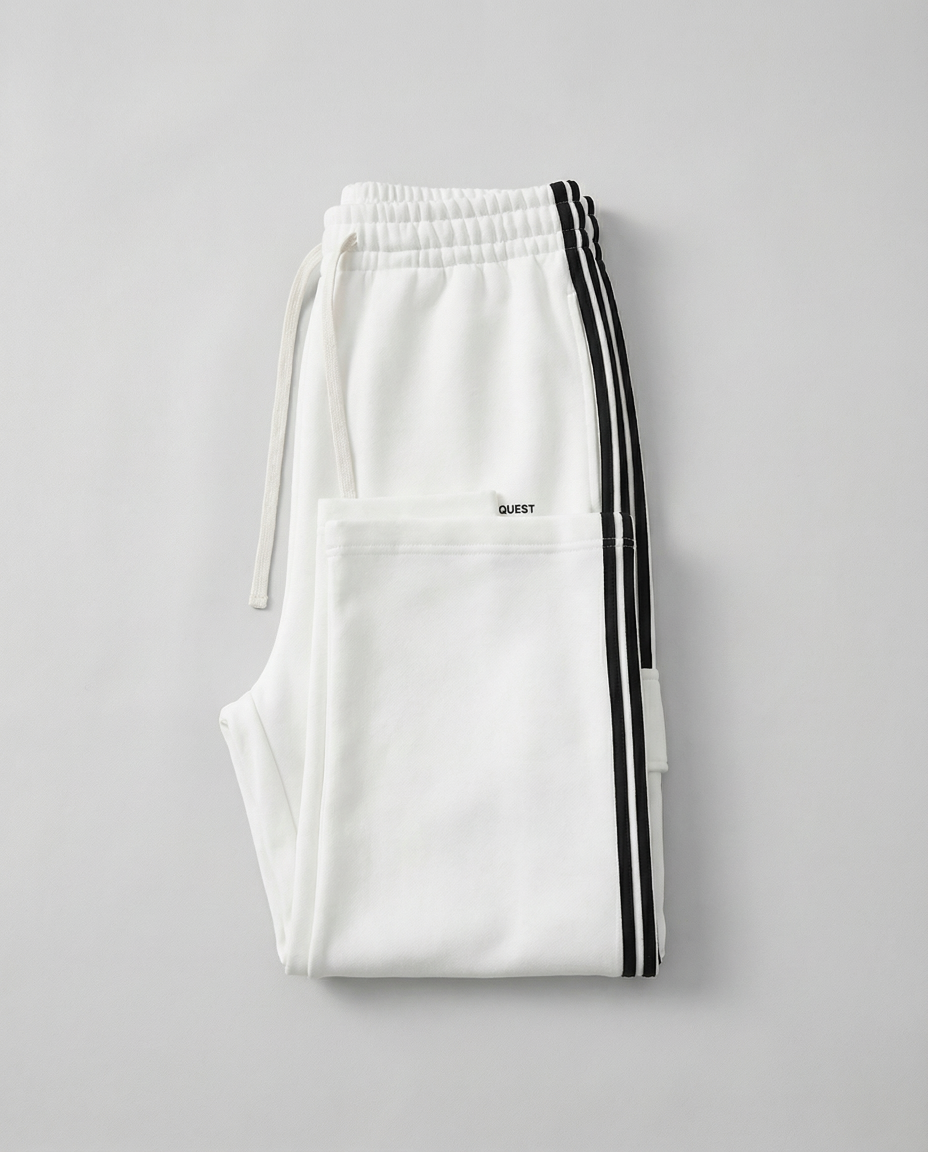 Side Stripe Straight White and Black Leg Pants